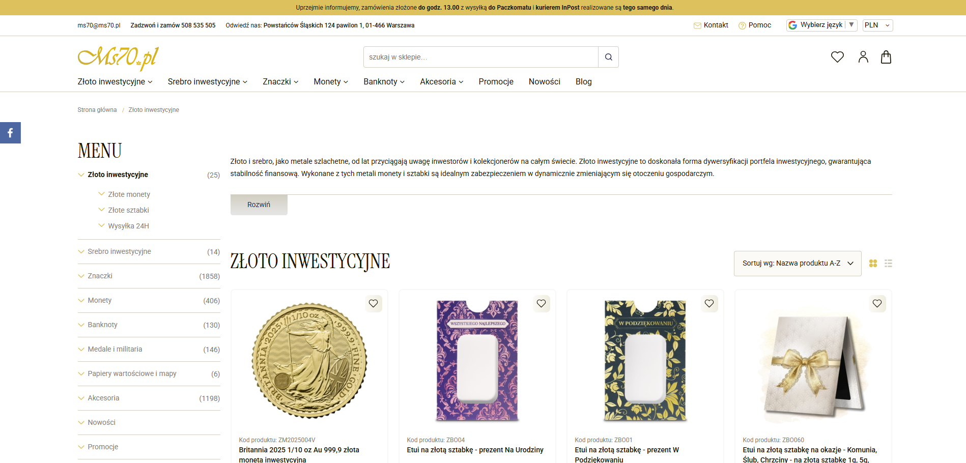 Złoto inwestycyjne – sztabki, monety, a może biżuteria? Co wybrać na start?